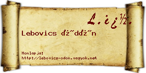 Lebovics Ödön névjegykártya